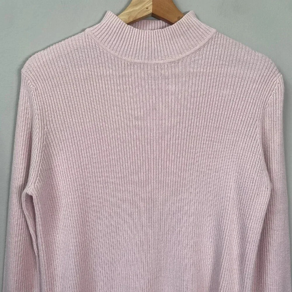 NWOT Sag Harbor Sparkly Mock Neck Knit Sweater Women's Size Medium Petite Pink - Picture 5 of 12